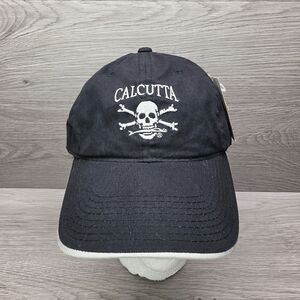 Calcutta Hat Mens Black Strapback Cap Fishing Apparel Skull Crossbones NWT